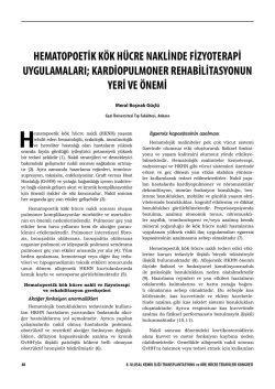 hematopoetik k&ouml;k h&uuml;cre naklinde fizyoterapi uygulamaları
