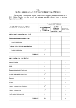 T.C. MUĞLA SITKI KO&Ccedil;MAN &Uuml;NİVERSİTESİ REKT&Ouml;RL&Uuml;Ğ&Uuml;NDEN