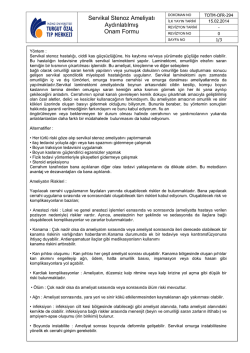 Servikal Stenoz Ameliyatı Aydınlatılmış Onam Formu