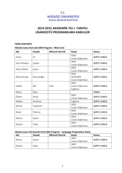 T.C. BOĞAZİ&Ccedil;İ &Uuml;NİVERSİTESİ 2014