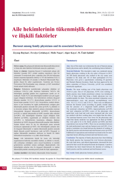 PDF - Aile hekimlerinin t&uuml;kenmişlik durumları ve ilişkili fakt&ouml;rler