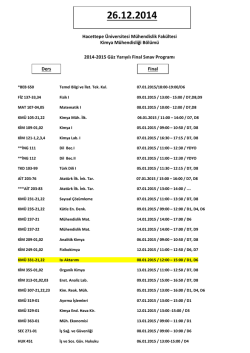 Hacettepe &Uuml;niversitesi M&uuml;hendislik Fak&uuml;ltesi Kimya M&uuml;hendisliği
