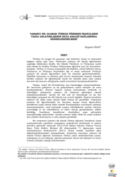 Yabancı Dil Olarak Türkçe Öğrenen İranlıların Yazılı