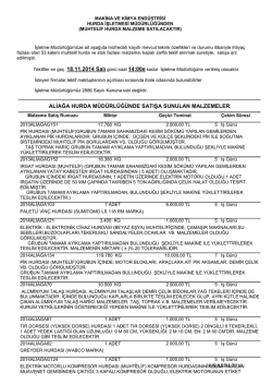18 kasım 2014 ihale listesi - Makina ve Kimya End&uuml;strisi Kurumu