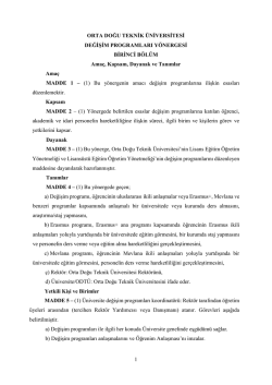 Erasmus ve Diğer Değişim Programları Yönergesi