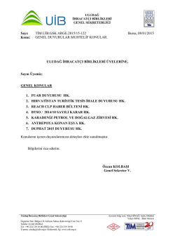 genel duyurular muhtelif konular. 08.01.2015