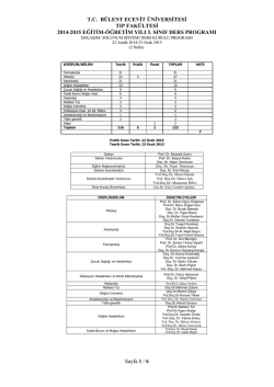 T.C. B&Uuml;LENT ECEVİT &Uuml;NİVERSİTESİ TIP FAK&Uuml;LTESİ 2014