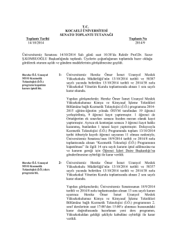 T.C. KOCAELİ &Uuml;NİVERSİTESİ SENATO TOPLANTI TUTANAĞI