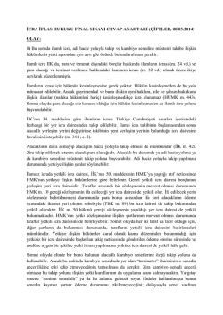 İCRA İFLAS HUKUKU FİNAL SINAVI CEVAP ANAHTARI (&Ccedil;İFTLER