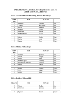 Enerji Uzman Yardımcılığı Giriş Sınavını Asıl Ve Yedek