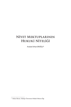 Niyet Mektuplarının Hukuki Niteliği