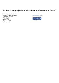 Historical Encyclopedia of Natural and Mathematical Sciences pdf