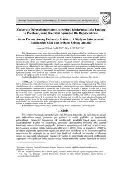 &Uuml;niversite &Ouml;ğrencilerinde Stres Fakt&ouml;rleri: Kişilerarası İlişki Tarzları