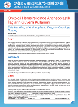 Onkoloji Hemşireliğinde Antineoplastik İla&ccedil;ların