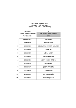 GRUP NO : 1 EĞİTİM Y&Ouml;NLENDİRCİSİ : DR. AHMET YİĞİT