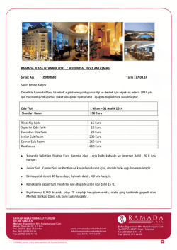 RAMADA PLAZA ISTANBUL OTEL / KURUMSAL FİYAT