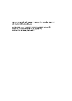 arsan tekstil ticaret ve sanayi anonim şirketi ve bağlı ortaklıkları 31