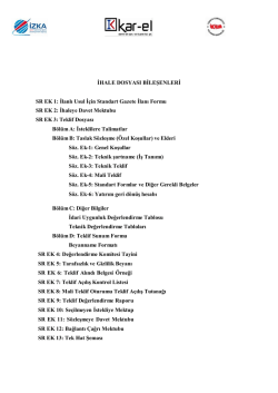 İHALE DOSYASI BİLEŞENLERİ SR EK 1