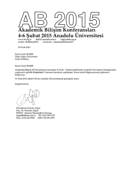 Akademik Bilisim Konferansları 4-6 S&cedil; ubat 2015 Anadolu&uml;Universitesi