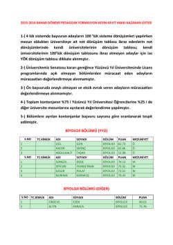 1-) 4 l&uuml;k sistemde başvuran adayların 100 `l&uuml;k sisteme d&ouml;n&uuml;ş&uuml;mleri