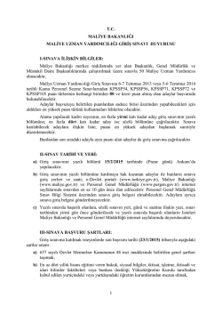 15 Şubat 2015 Tarihinde Yapılacak Olan Maliye Bakanlığı Maliye