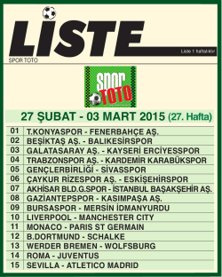 SPORTOTO LİSTE - Spor Toto Teşkilatı
