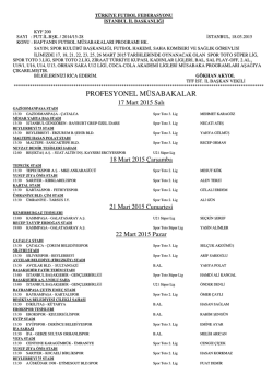 28.hafta müsabaka bülteni - TFF İstanbul İl Başkanlığı