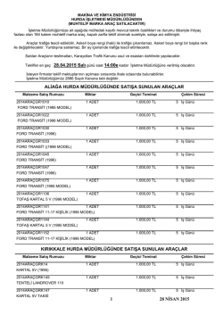 28 nisan 2015 tarihli araç ihale listesi