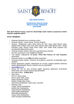 &Ouml;yk&uuml; - &Ouml;zel Saint Benoit Fransız Lisesi