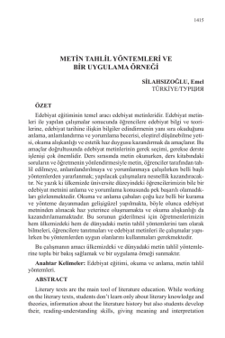 METİN TAHLİL Y&Ouml;NTEMLERİ VE BİR UYGULAMA &Ouml;RNEĞİ
