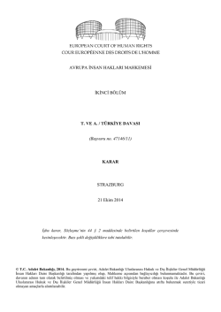 AVRUPA ĠNSAN HAKLARI MAHKEMESĠ ĠKĠNCĠ B&Ouml;L&Uuml;M T. VE