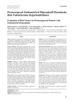 Premenopozal Endometriyal Hiperplazili Hastalarda Risk