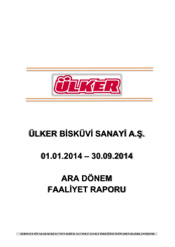 Ara Dönem Faaliyet Raporu 30.09.2014