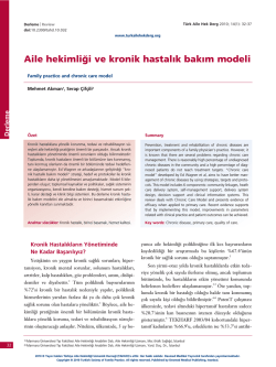 Aile hekimli&curren;i ve kronik hastal&rsaquo;k bak&rsaquo;m modeli