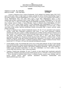 Yozgat Boğazlıyan Ovakent kasabası I.Derece Arkolojik Sit