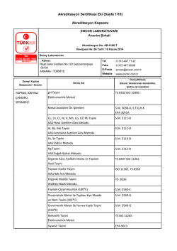 Akreditasyon Sertifikası Eki (Sayfa 1/10) Akreditasyon Kapsamı