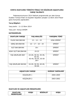 KONYA DUATLONU T&Uuml;RKİYE FİNALİ VE K&Uuml;&Ccedil;&Uuml;KLER
