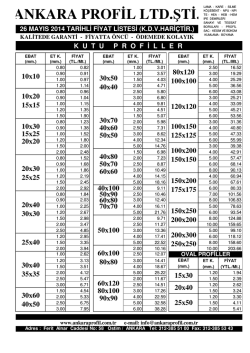 fiyat listesi - Ankara Profil