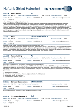 Haftalık Şirket Haberleri