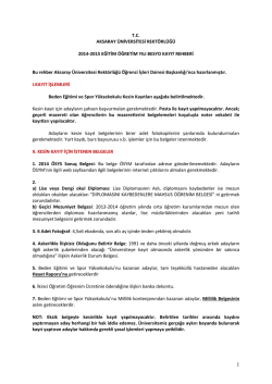 BESYO Kayıt İşlemleri Rehberi - &Ouml;ğrenci İşleri Daire Başkanlığı