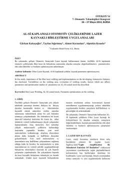 Al-Si Kaplamalı Otomotiv Çeliklerinde Lazer Kaynakli