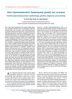 Ailevi hiperkolesterolemi - Türk Kardiyoloji Derneği Arşivi