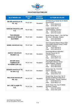 Hava Taksi İşletmeleri i&ccedil;in tıklayınız.