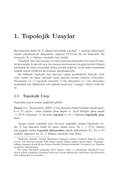 1. Topolojik Uzaylar