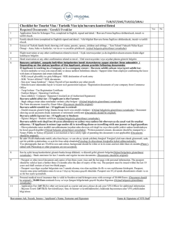 Checklist for Tourist Visa / Turistik Vize i&ccedil;in basvuru kontrol listesi