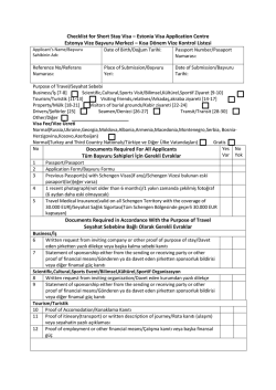 Checklist for Short Stay Visa-Estonia Turkey