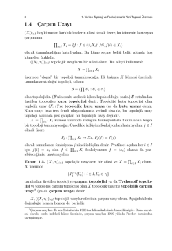 1.4 C¸arpım Uzayı
