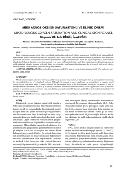 MİKS VEN&Ouml;Z OKSİJEN SATURASYONU VE KLİNİK &Ouml;NEMİ MIXED