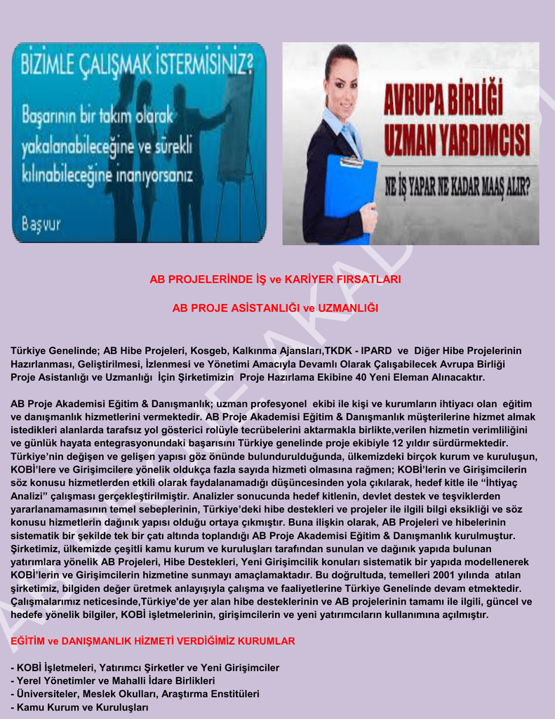 Is Basvurunuz Ab Ve Kosgeb Proje Asistanligi Docx