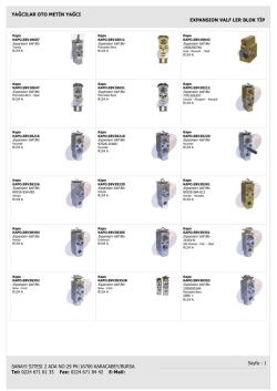 YAĞCILAR OTO METĐN YAĞCI EXPANSION VALF LER BLOK TĐP